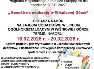 Nabór do projektu "Sposób na edukację w Wiśniowej Górze"