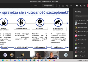 Screen strony zawierającej prezentację na temat szczepionki przeciwko covid19.
