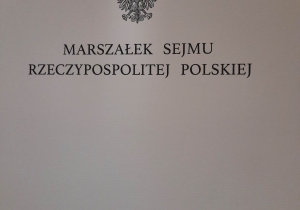List z kancelarii Marszałek Sejmu RP.