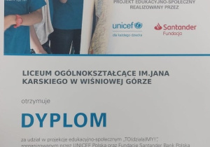 Dyplom za udział w akcji.
