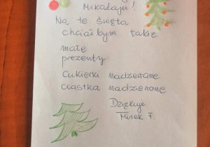 List do św. Mikołaja napisany przez pensjonariusza DPS w Wiśniowej Górze
