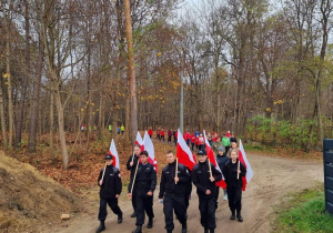 Marsz Patriotyczny Nordic Walking w Justynowie z udziałem uczniów Karskiego