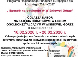 Nabór do projektu "Sposób na edukację w Wiśniowej Górze"