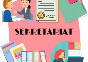 Kolorowa grafika z napisem sekretariat