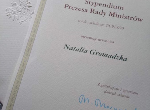 Natalia Gromadzka - tegoroczna stypendystka Prezesa Rady Ministrów