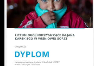 Dyplom dla działających w UNICEF