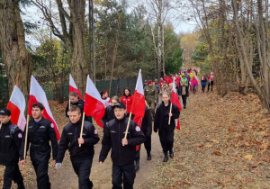 Marsz Patriotyczny Nordic Walking w Justynowie z udziałem uczniów Karskiego