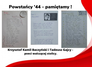 Uczniowie klasy III A w projekcie „ Powstańcy’44 – pamiętamy !”.